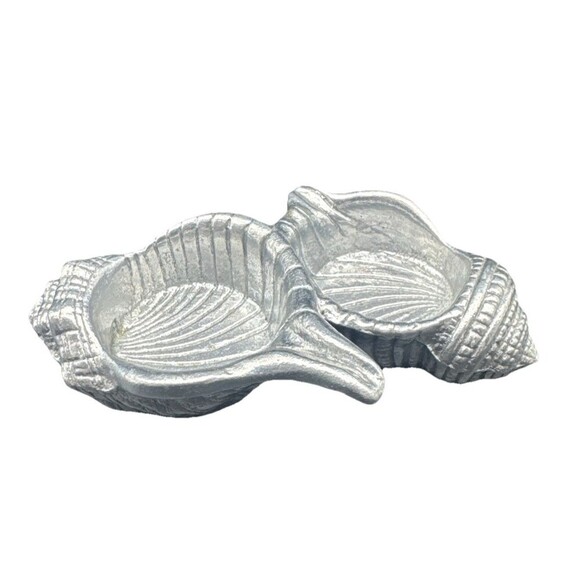 VTG Arthur Court Aluminum Sea Shells Salt & Pepper Shakers Holder/Caddy 1994 - Picture 3 of 9
